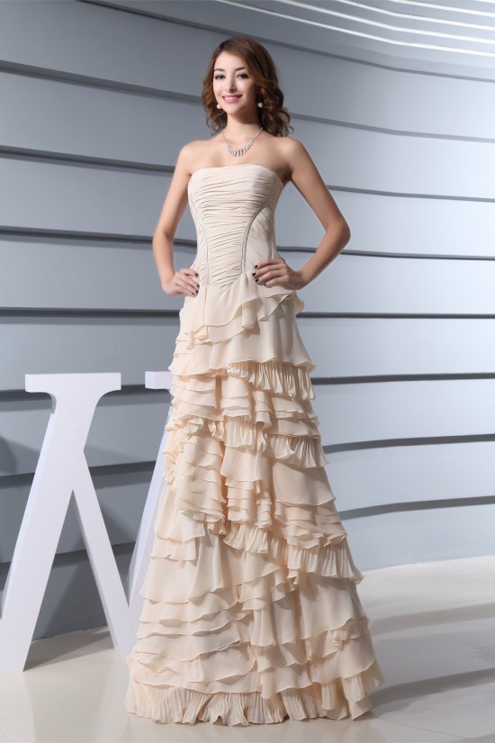 Chiffon A-Line Ruffles Strapless Long Prom/Formal Evening Dresses 02020137 Chiffon A-Line Ruffles Strapless Long Prom/Formal Evening Dresses 02020137