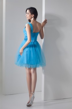 Short/Mini Fine Netting Sleeveless A-Line Prom/Formal Evening Dresses 02021379