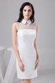 Short/Mini High-Neck Sheath/Column Organza Silk like Satin Little White Dresses 02021381 Short/Mini High-Neck Sheath/Column Organza Silk like Satin Little White Dresses 02021381