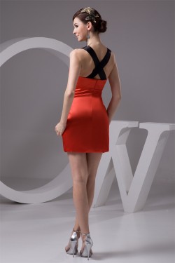 Short/Mini Sheath/Column Strapless Silk like Satin Prom/Formal Evening Dresses 02021388