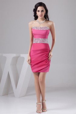 Short/Mini Sheath/Column Strapless Sleeveless Prom/Formal Evening Dresses 02021389
