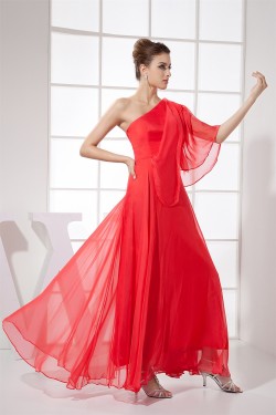 Chiffon Ankle-Length One-Shoulder Ruched Prom/Formal Evening Dresses 02020141