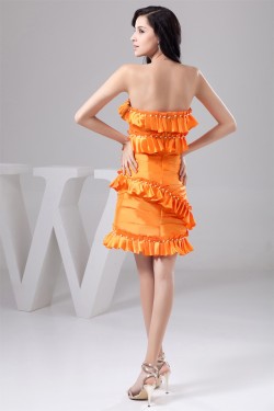 Sleeveless Pleats Taffeta Strapless Sheath/Column Prom/Formal Evening Dresses 02021412