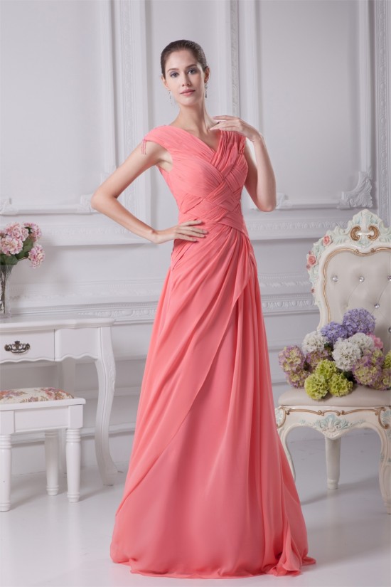 Chiffon Brush Sweep Train Long Prom/Formal Evening Dresses 02020142