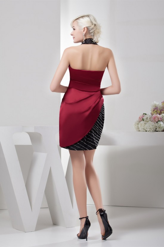 Sleeveless Short/Mini Halter Satin Silk like Satin Prom/Formal Evening Dresses 02021421