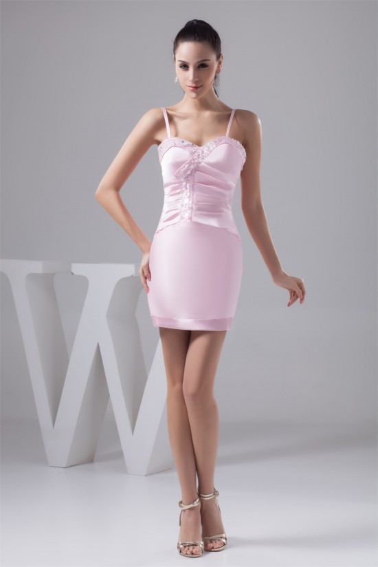 Spaghetti Straps Silk like Satin Sheath/Column Prom/Formal Evening Dresses 02021427