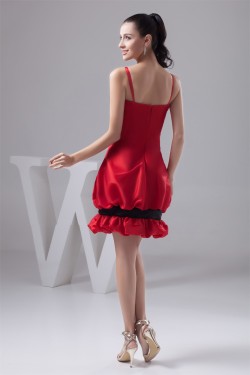 Spaghetti Straps Sleeveless Bow s Taffeta Silk like Satin Prom/Formal Evening Dresses 02021428