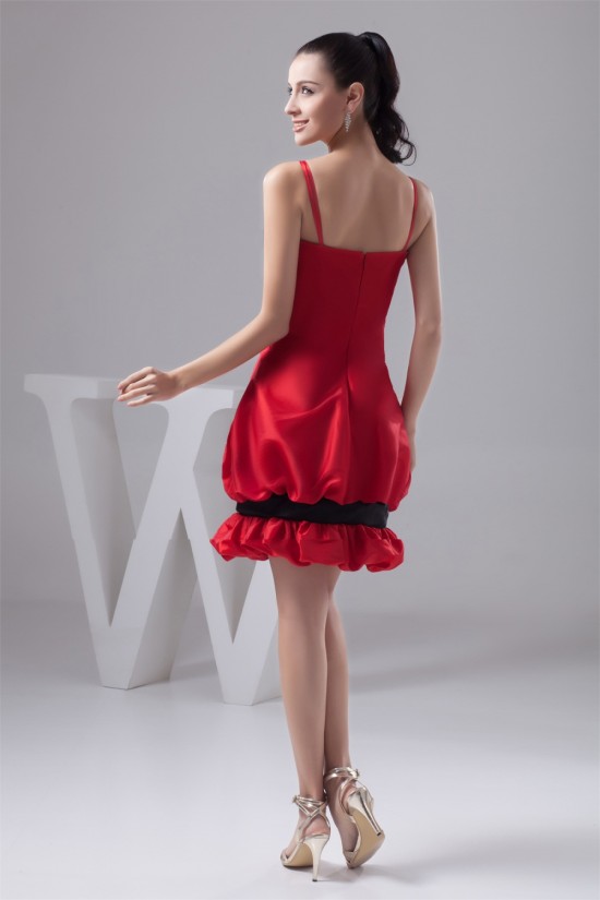 Spaghetti Straps Sleeveless Bow s Taffeta Silk like Satin Prom/Formal Evening Dresses 02021428