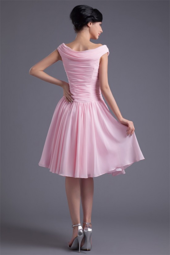 A-Line Chiffon Silk like Satin Ruffles Knee-Length Prom/Formal Evening Dresses 02021436