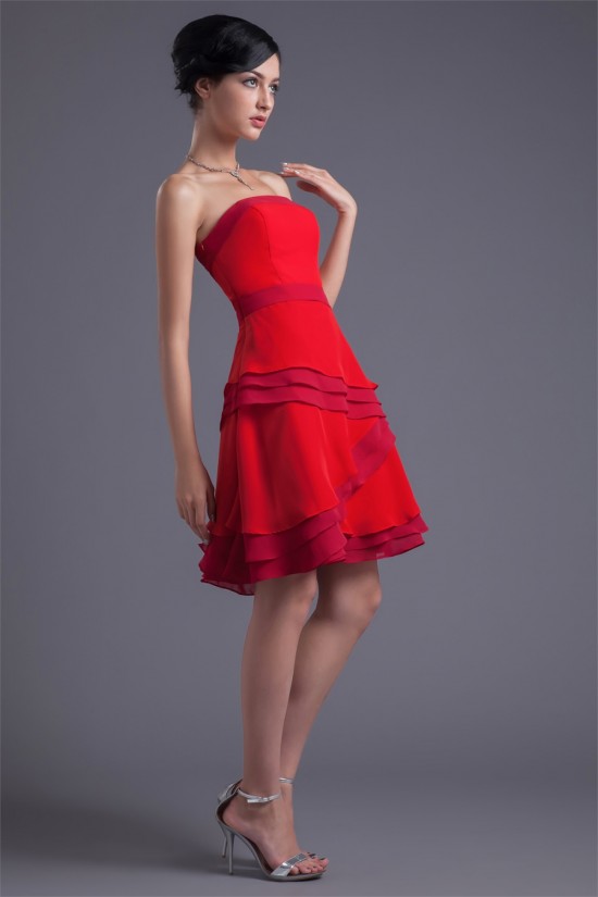 A-Line Chiffon Silk like Satin Short/Mini Prom/Formal Evening Dresses 02021437