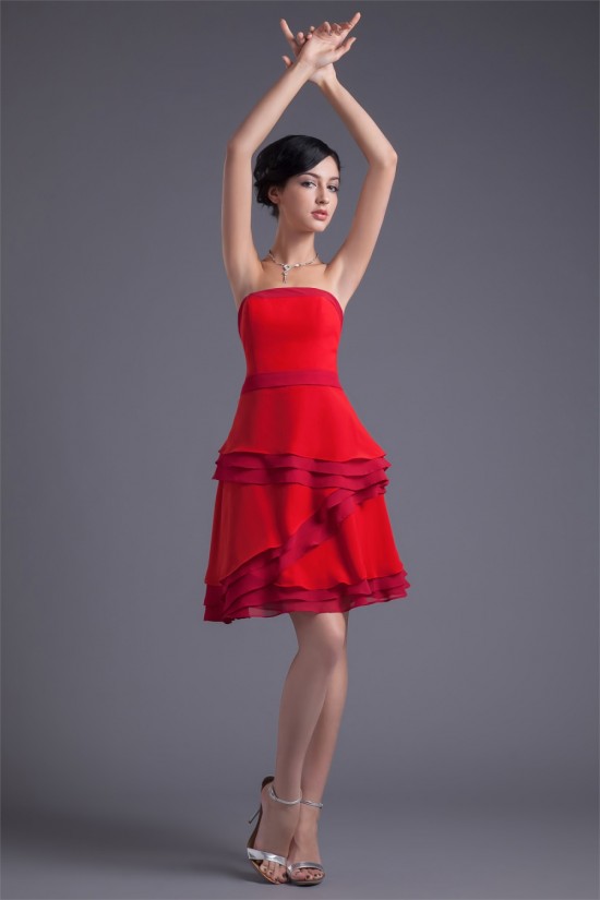 A-Line Chiffon Silk like Satin Short/Mini Prom/Formal Evening Dresses 02021437