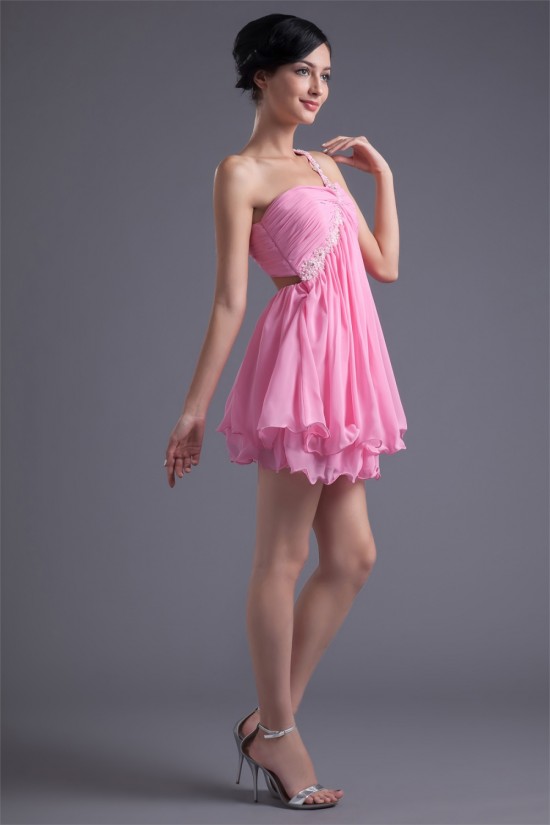 A-Line One-Shoulder Criss Cross Short/Mini Prom/Formal Evening Dresses 02021438