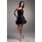 A-Line Ruffles Organza Silk like Satin One-Shoulder Little Black Dresses 02021441