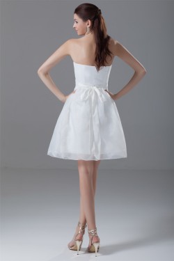 A-Line Strapless Organza Handmade Flowers Prom/Formal Evening Dresses 02021444