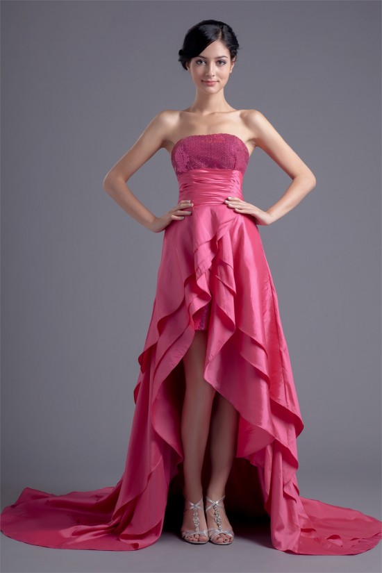 Asymmetrical A-Line Sleeveless Tiered Strapless Prom/Formal Homecoming Evening Dresses 02021446