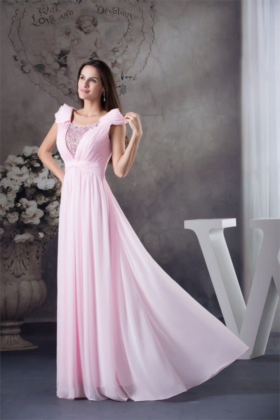 A-Line Cap-Sleeve Floor-Length Beading Long Pink Prom Evening Formal Bridesmaid Dresses 02020145 A-Line Cap-Sleeve Floor-Length Beading Long Pink Prom Evening Formal Bridesmaid Dresses 02020145