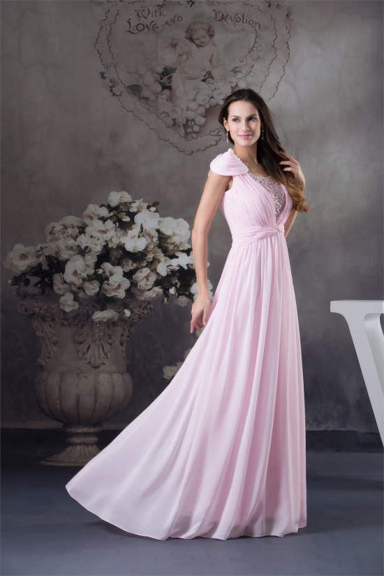 A-Line Cap-Sleeve Floor-Length Beading Long Pink Prom Evening Formal Bridesmaid Dresses 02020145 A-Line Cap-Sleeve Floor-Length Beading Long Pink Prom Evening Formal Bridesmaid Dresses 02020145