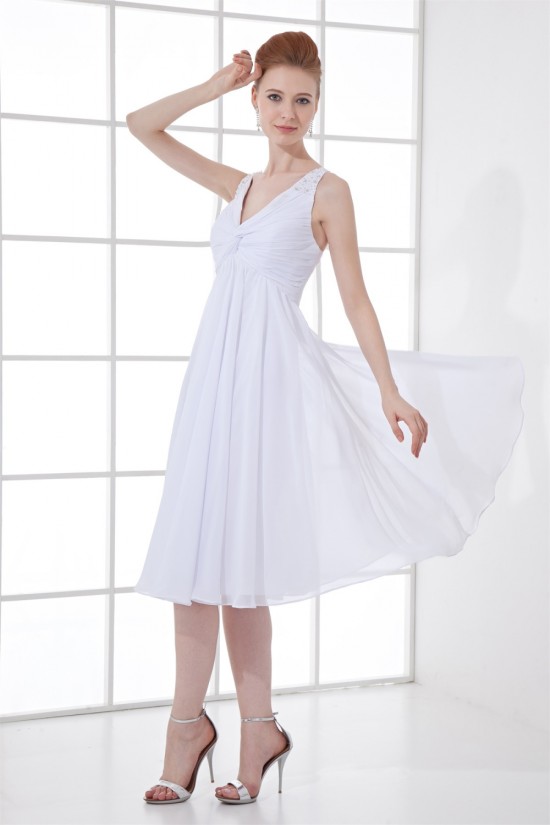 Beading A-Line Knee-Length Sleeveless Chiffon Prom/Formal Evening Bridesmaid Dresses 02021452