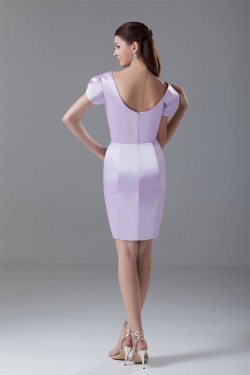 Beading Short V-Neck Sheath/Column Satin Prom/Formal Evening Dresses 02021455