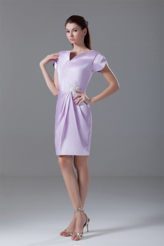 Beading Short V-Neck Sheath/Column Satin Prom/Formal Evening Dresses 02021455 Beading Short V-Neck Sheath/Column Satin Prom/Formal Evening Dresses 02021455