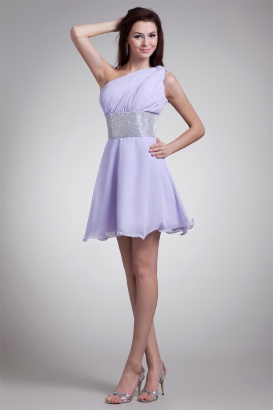 Chiffon Elastic Woven Satin Short/Mini Prom/Formal Evening Dresses 02021461
