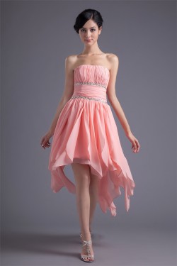 Chiffon Silk like Satin A-Line Strapless Prom/Formal Evening Dresses 02021463