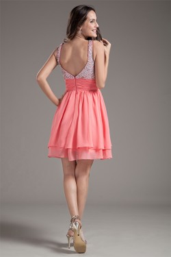 Chiffon Silk like Satin Sleeveless Short/Mini Prom/Formal Evening Dresses 02021467