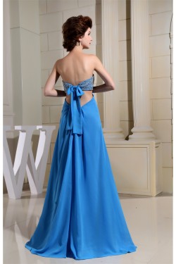 Empire Floor-Length Chiffon Long Blue Beaded Prom/Formal Evening Dresses 02020147