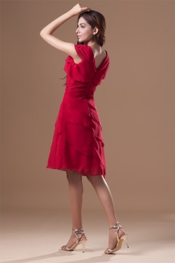 Knee-Length Chiffon Silk like Satin Pleats Prom/Formal Evening Bridesmaid Dresses 02021472