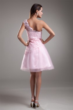 Lace Short/Mini One-Shoulder Prom Evening Cocktail Homecoming Dresses 02021474