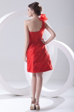 One-Shoulder Sheath/Column Sleeveless Organza Silk like Satin Prom/Formal Evening Dresses 02021478