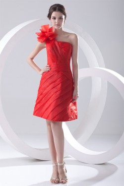 One-Shoulder Sheath/Column Sleeveless Organza Silk like Satin Prom/Formal Evening Dresses 02021478