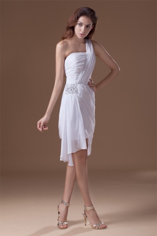 One-Shoulder Sleeveless Short/Mini Ruffles Prom/Formal Evening Dresses 02021479