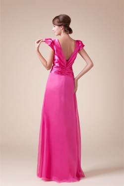 Chiffon Silk like Satin Floor-Length V-Neck Prom/Formal Evening Bridesmaid Dresses 02020148