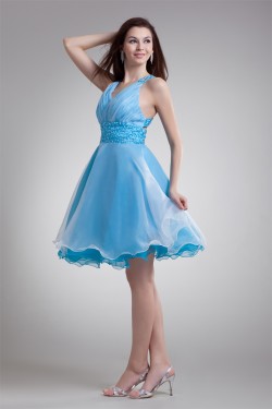 Organza Elastic Woven Satin Short/Mini Prom/Formal Evening Dresses 02021481