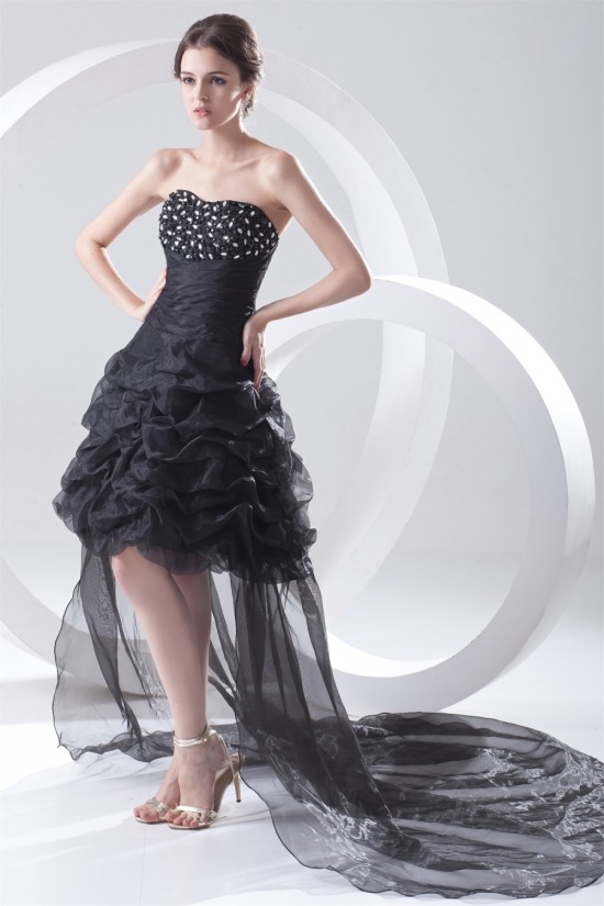 Organza Silk like Satin Sleeveless Asymmetrical Prom/Formal Evening Dresses 02021485