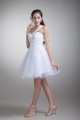 Princess Satin Organza Sleeveless One-Shoulder Little White Dresses 02021489