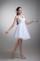 Princess Satin Organza Sleeveless One-Shoulder Little White Dresses 02021489