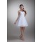 Princess Satin Organza Sleeveless One-Shoulder Little White Dresses 02021489