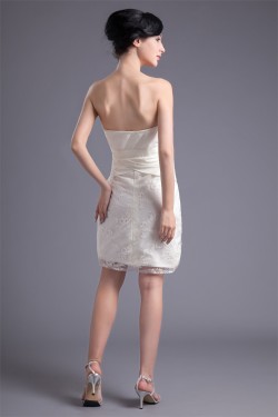 Short/Mini Handmade Flowers Satin Lace Prom/Formal Evening Dresses 02021505