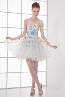 Short/Mini Sweetheart Satin Organza Beading Prom/Formal Evening Cocktail Dresses 02021516