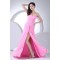One-Shoulder Ruffles Long Pink Chiffon Prom/Formal Evening Dresses 02020152