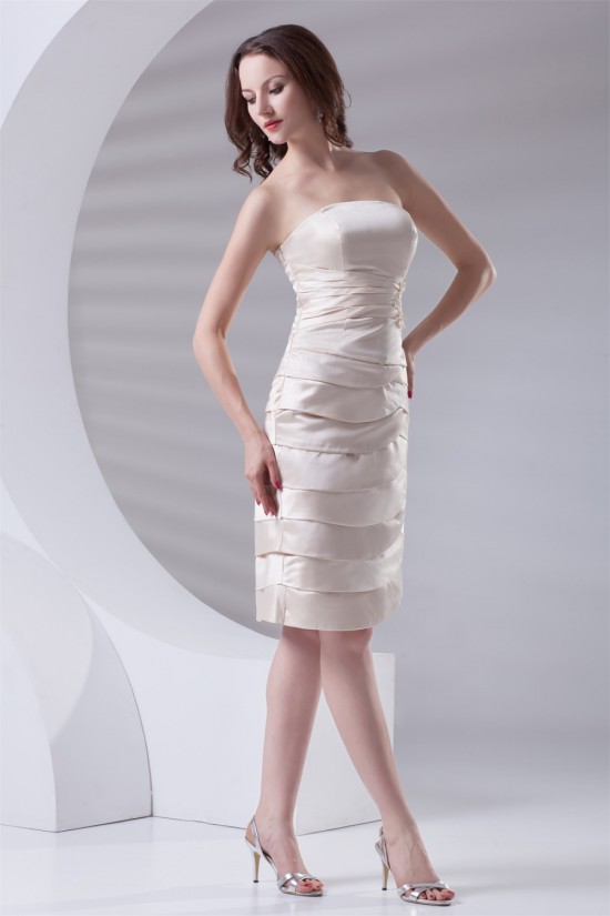 Sleeveless Pleats Sheath/Column Knee-Length Prom/Formal Evening Dresses 02021527