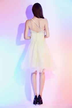 Elegant A-Line Beaded One-Shoulder Prom/Formal Evening Cocktail Homecoming Dresses 02021550