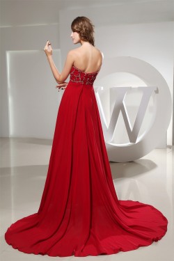 A-Line Empire Beaded Long Red Chiffon Prom/Formal Evening Maternity Dresses 02020159