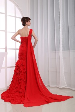 Elegant One-Shoulder Long Red Criss Cross Prom/Formal Evening Dresses 02020160