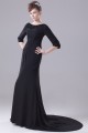 Court Train Sheath/Column Chiffon Long Black Prom/Formal Evening Dresses 02020163