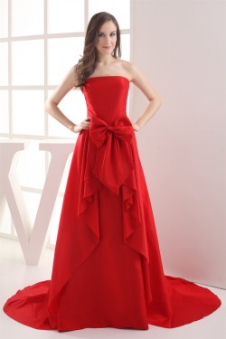 A-Line Strapless Court Train Taffeta Sleeveless Long Prom/Formal Evening Dresses 02020166