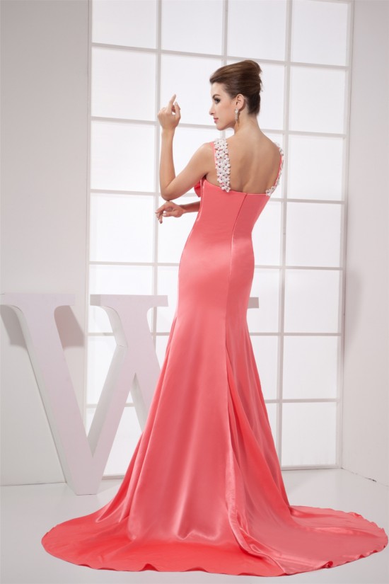 Elastic Woven Satin Ruched Sleeveless Brush Sweep Train Prom/Formal Evening Dresses 02020169 Elastic Woven Satin Ruched Sleeveless Brush Sweep Train Prom/Formal Evening Dresses 02020169