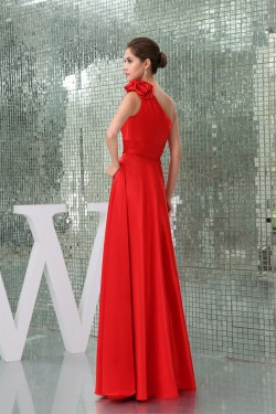A-Line Floor-Length Beading One-Shoulder Long Red Prom/Formal Evening Bridesmaid Dresses 02020171